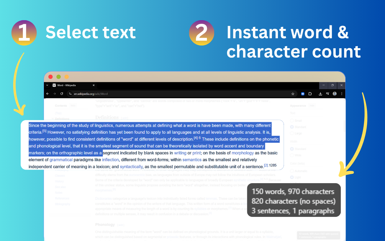 Word Counter Extension